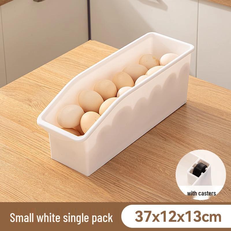 Egg & Beverage Dispenser Basket: Pull-Out Storage Box for Refrigerator & Freezer