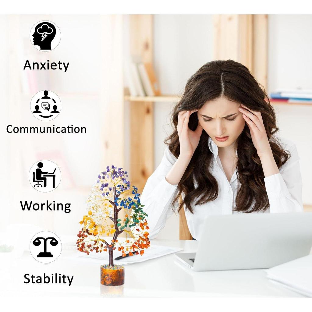 Дерево жизни из семи чакр - Денежное дерево на удачу, Бонсай Фэн-шуй с положительной энергией, Домашний декор, Предмет для духовного подарка,