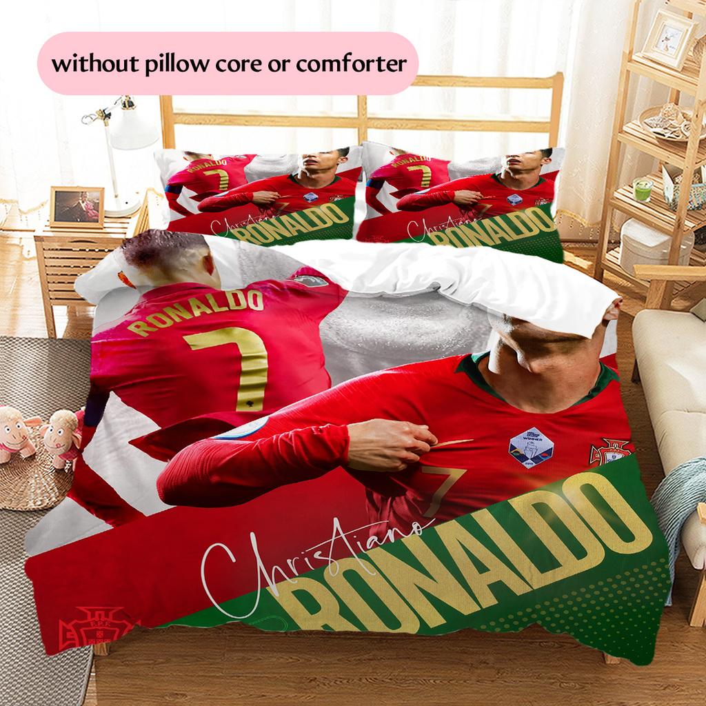 Криштиану Роналду  Постельное белье с рисунком  Комплект с одеялом  Домашний декор  Подарок (1 пододеяльник + 2 наволочки без наполнителя)