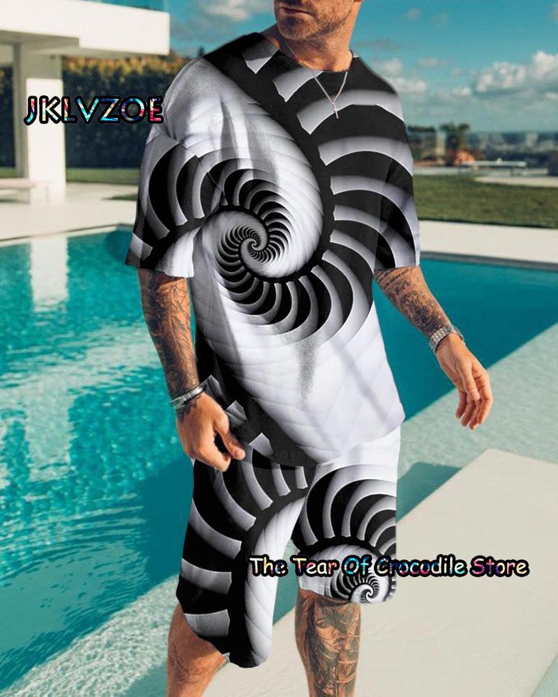 3d Print Colorful Men Tracksuit Tee Set Jogging Homm Clothes For Man T-Shirt Summer Tshirt Suit Short 2 Pieces Set