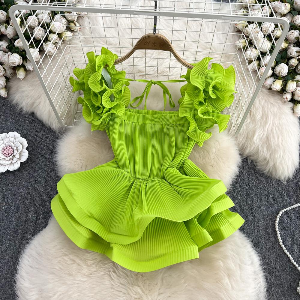 RUGOD Летний новый стиль, универсальная пресс-плиссированная шифоновая рубашка с завязками на талии и листьями лотоса, женский короткий топ в иностранном стиле