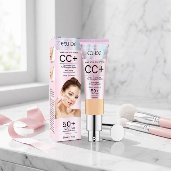 30 мл CC-крем Корректирующий цвет Полное покрытие Тональная основа SPF 50+ Легкий крем для лица Увлажняющий Стойкий Водонепроницаемый Натуральный Увлажнитель
