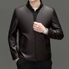 Men's Genuine Leather Jacket Men's Autumn and Winter Velvet Casual Leather Jacket Men's Middle-aged Dad Sheepskin Jacket