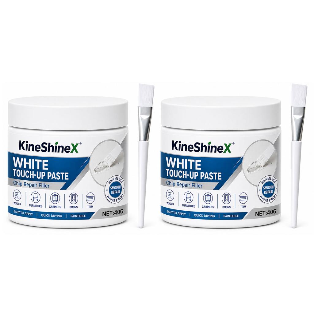 White Furniture Touch-Up Paste with Brush, Instantly Fix Scratches & Dents, Fast Drying Non-Shrinking Home DIY Restoration