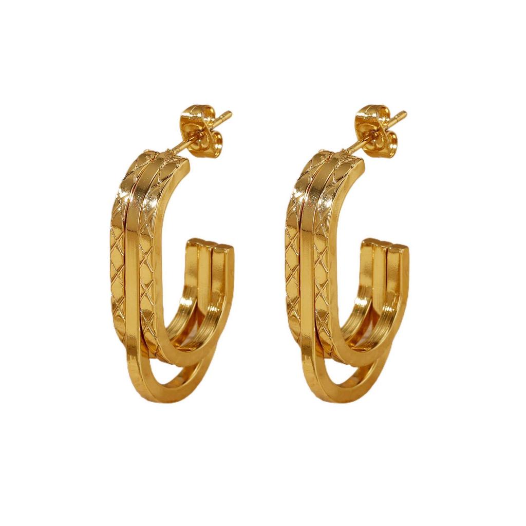 2025 Геометрические многослойные серьги из титановой стали - Роскошный модный дизайн для женщин