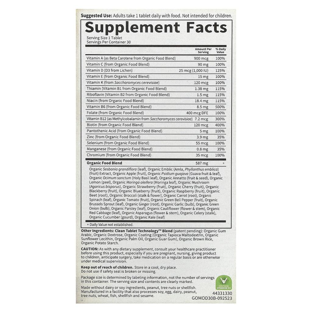 Garden of Life Органика, Ежедневный мужской, Мультивитамины из цельных продуктов, 30 веганских таблеток