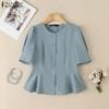 Женская повседневная летняя блузка с круглым вырезом и коротким рукавом