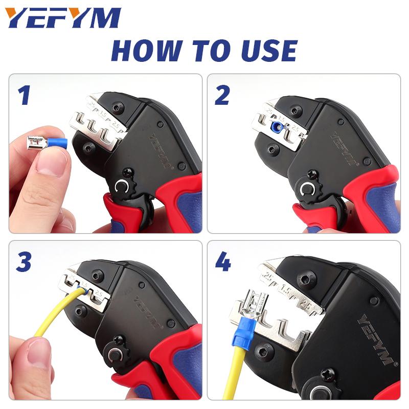 Инструмент для щипцов проводов, щипцы для изолированных клемм с храповым механизмом для проводов 23–13 AWG, доступны для изолированных нейлоновых разъемов и разъемов электрических проводов