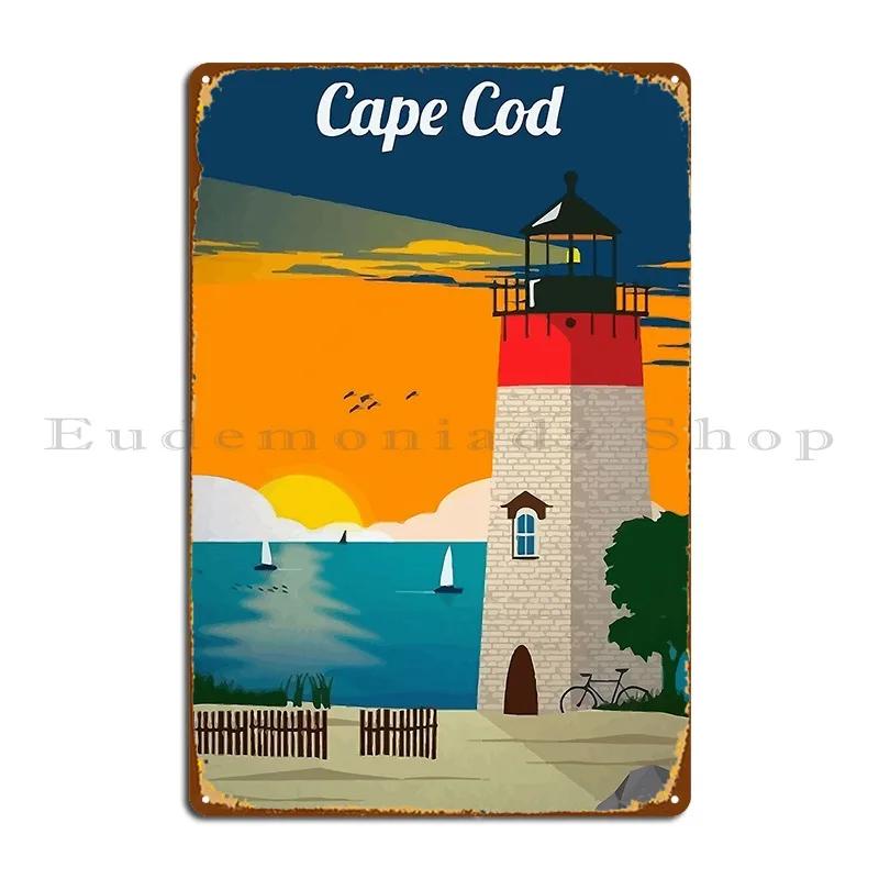 Vintage Cape Cod Travel Lighthouse Sunset Metal Sign Custom Garage Club Party Club Bar Wall Cave Tin Sign Poster