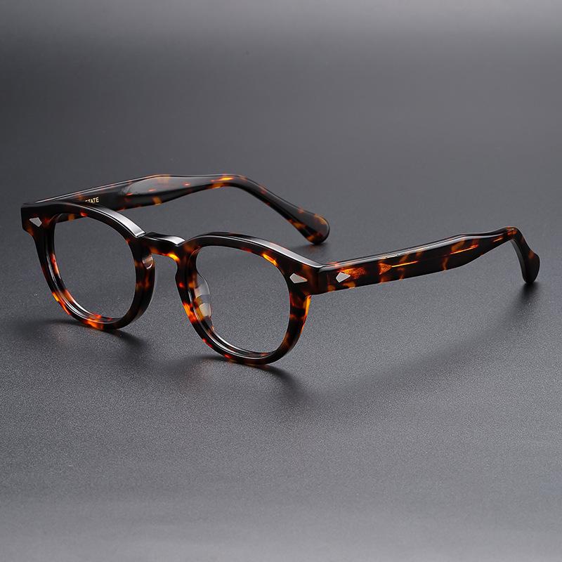 Retro Brand Design Luxury Round Frame Glasses Frame for Men Women Ultralight Acetate Alloy Anti Blue Light Eyeglasses