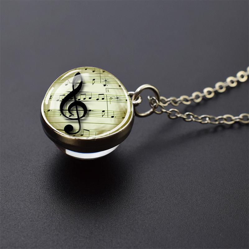 Ожерелья с музыкальными инструментами, фортепиано, гитара, кларнет, флейта, художественный стеклянный шар, кулон, музыкальная нота, ожерелье, женское музыкальное подарочное ювелирное изделие