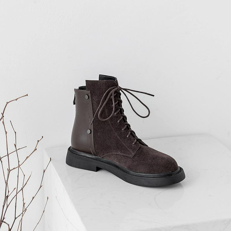 Женские ботильоны из натуральной кожи из коровьей замши с перекрестными ремешками Узкие ботинки Ботинки на платформе