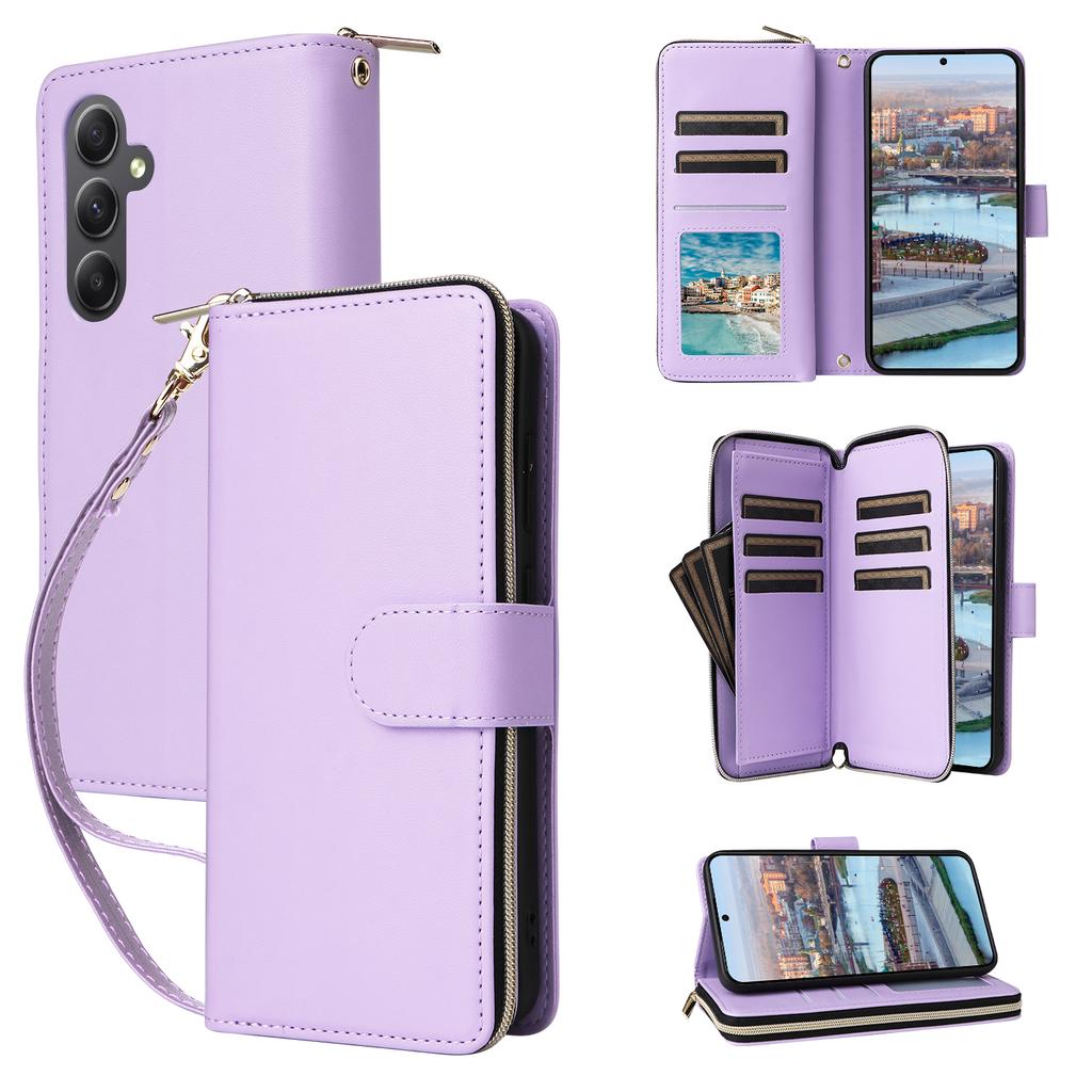 R20 For Samsung Galaxy A34 5G Case Zipper Wallet PU Leather Phone Cover
