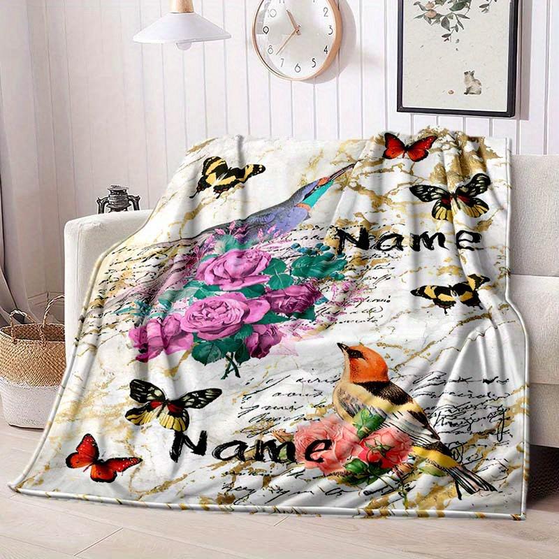Vintage Hummingbird Customize Your Name Blanket Warm Comfortable And Soft Blankets Are Suitable For Home Lunch Break Blanket Office Sofa Sofa Gift To