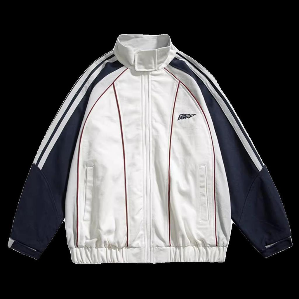 Полосатая мужская повседневная осенняя куртка в горном стиле с контрастными цветами