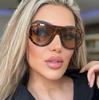 Retro Round Sunglasses for Women Men Vintage Oversized Pilot Frame Tea Color Lens UV400 Luxury  Trend Unisex Shades