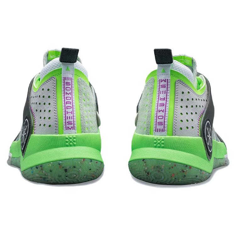 Баскетбольные кроссовки Li Ning Wade Fission 7 Мужские Средние Микрокристаллический Серый/Флуоресцентный Неоновый Зеленый/Эбеновый Черный ABPR025-1