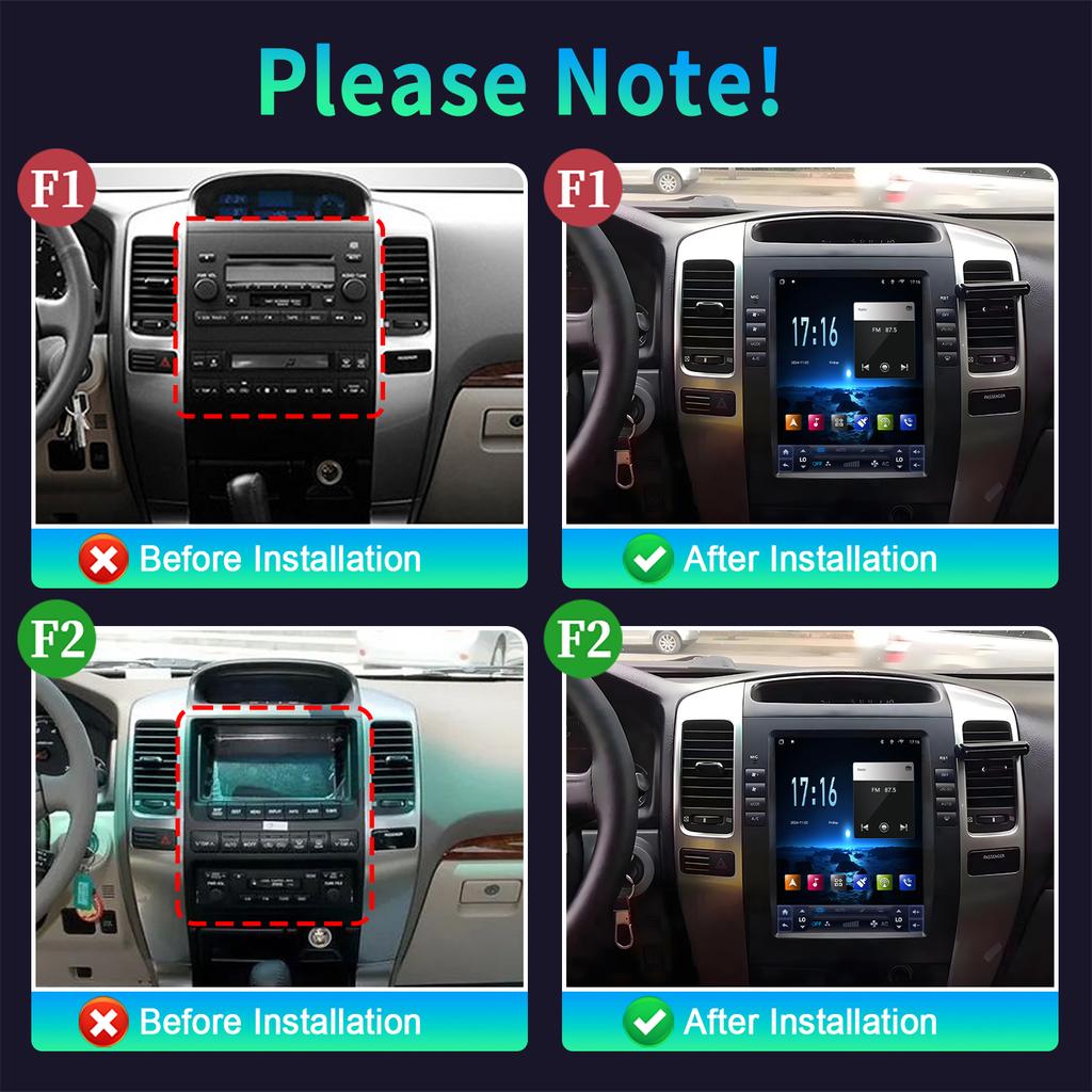 10.4"Для Prado 120 Lexus GX470 Для Toyota Land Cruiser 2002-2009 Android Навигация CarPlay Автомобильное радио Мультимедиа Экран Стерео