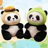 Adorable Panda Plush Toy With Ice Cream And Hamburger Delivery Outfit Perfect For Kids Birthday Gifts
