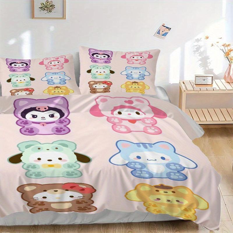 3pcs Cartoon Sanrio Bedding Set - Includes 1 Quilt Cover and 2 Pillowcases, Comfortable Bedding with Stylish Design for Bedroom, Machine Was