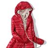 Padded Hooded Long Jacket Duck Down Female  Ultra Light Slim Solid Jackets Coat Portable Parka