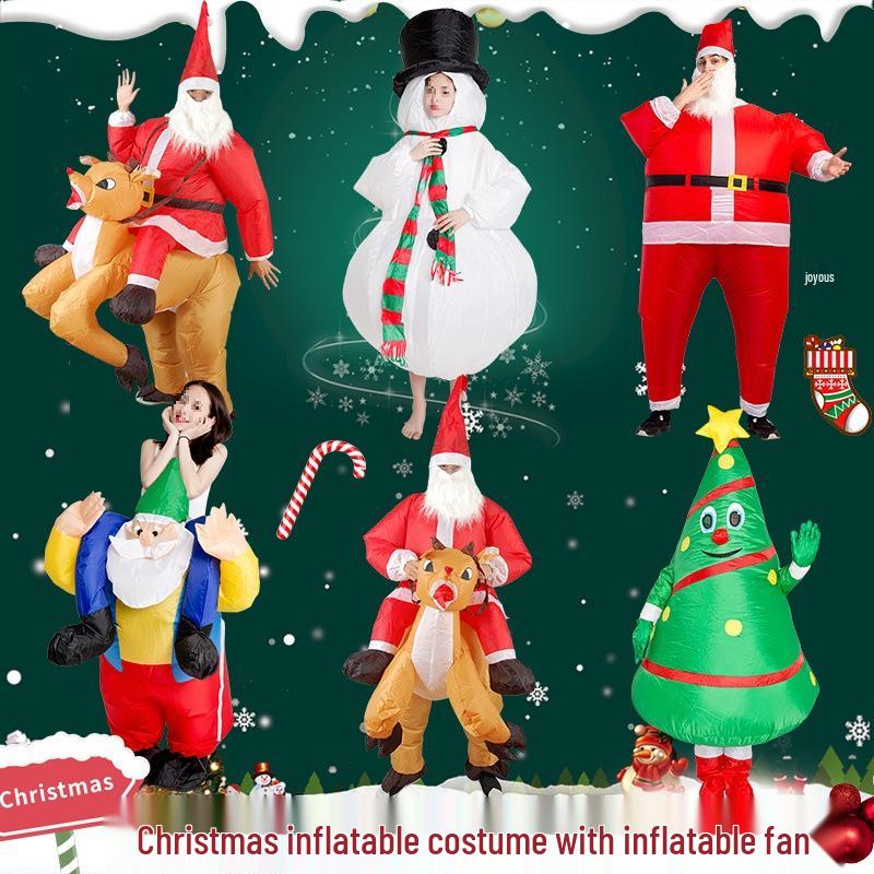 Adult Christmas Santa Claus and Snowman Inflatable Costume with Accessories