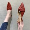 Женские летние полутапочки Baotou, тапочки на толстом каблуке с острым носком и внешней нижней частью