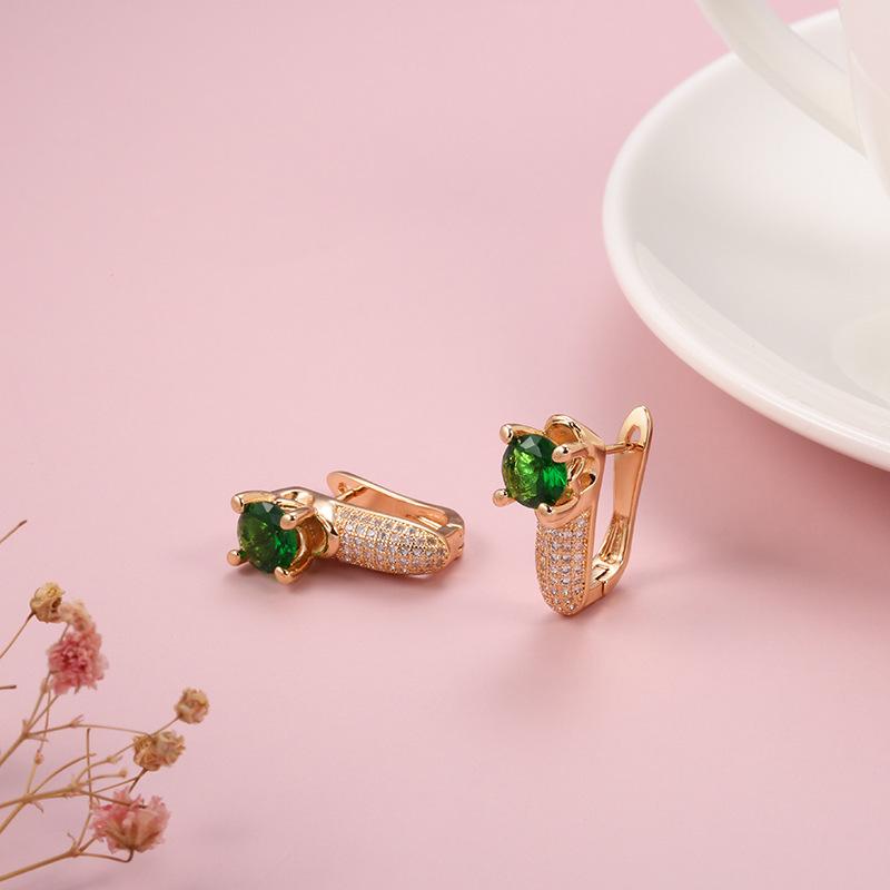 Популярные в Европе и Америке серьги из циркония, модные ретро-изумрудные элегантные французские серьги, микро-инкрустированные серьги из циркония