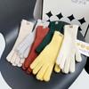 Solid Color Knitted Touch Screen Gloves Women'S Warm And Non-Slip Gloves Split Finger Thickened Wool Gloves