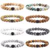 Man Bead Bracelet Charm Fashion Simple Style Jewelry Gift Square Volcanic Stone Bead Tiger Eye Stone White Energy Bracelet