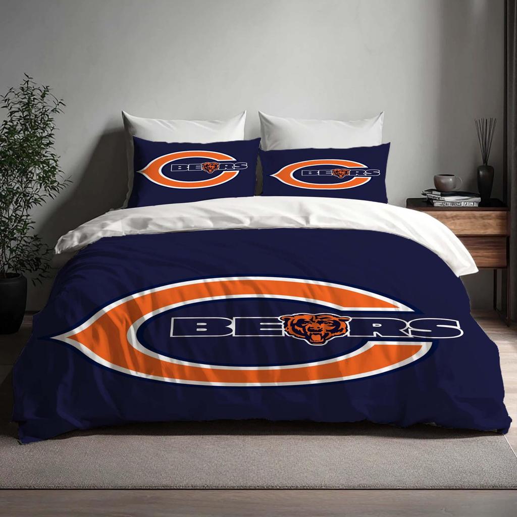 Christmas Gift Chicago Bears Duvet Cover Three Bedding Set Personalized Name Birthday Bedding Quilt Cover Halloween Gift Back to School.