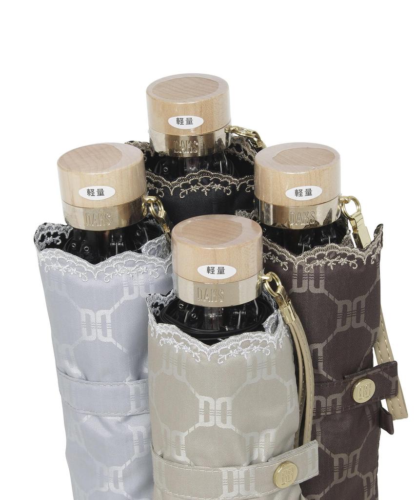 DAKS Folding Sun Rain and Heat Light Made in Suitable for Rainy Jacquard Beige [Moonbat] Umbrella, Parasol, Umbrella, Shine, Shielding, 100% Blocking,