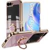 For Samsung Galaxy Z Flip6 5G Case Precise Cutouts 6D Electroplating TPU Phone Cover with Ring Holder