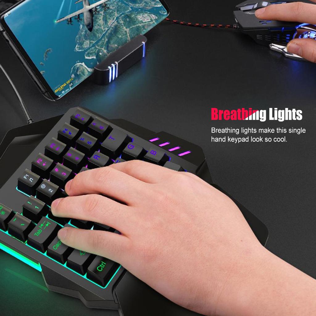 HXSJ Single Hand Membrane Keycap Gaming Keyboard 35 Keys Single Hand Keypad with FN Keys