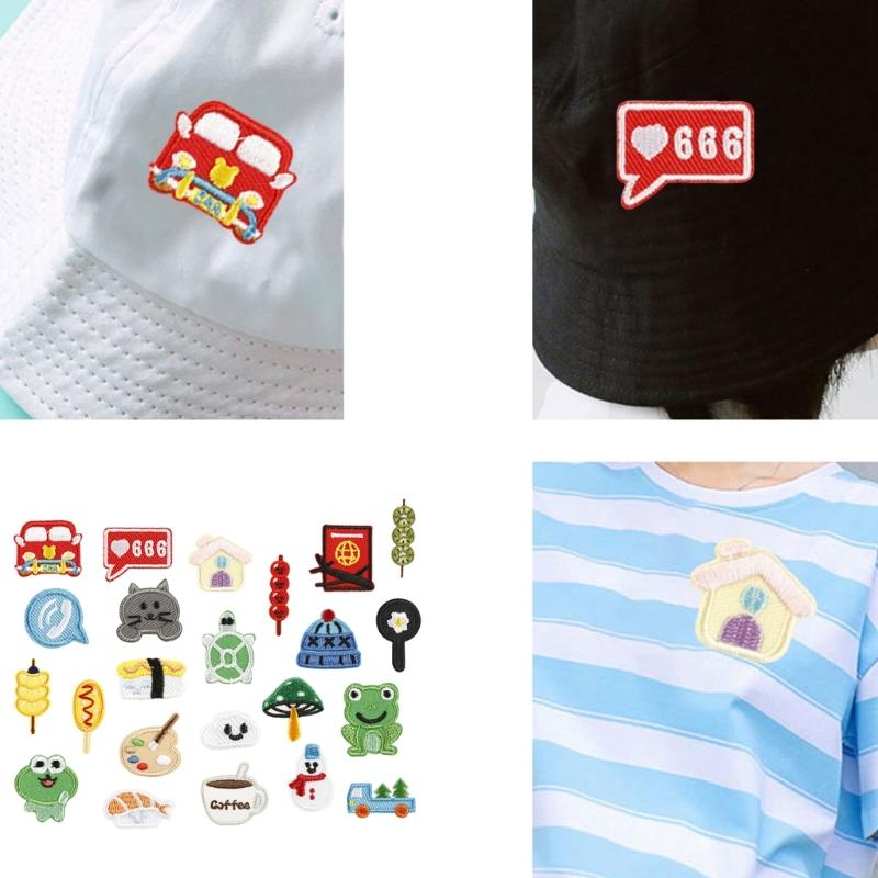 23 Pcs Frogs Embroidered Patches House Sew on Patches Tanghulu Iron on Patches Clothing Patches Mushroom Sewing Patches