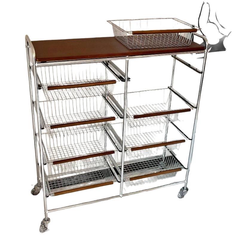 Многоярусная тележка-книжная полка на колесах: Напольный шкаф для хранения закусок и мелочей в китайском стиле для гостиной