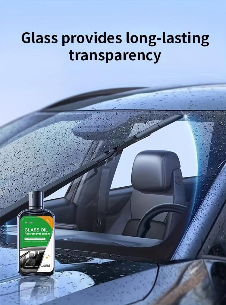 120ml Windshield Glass Cleaner and Oil Film Remover, 1 Bottle with 1 Sponge, Self Dispensing for Car Windows and Mirrors
