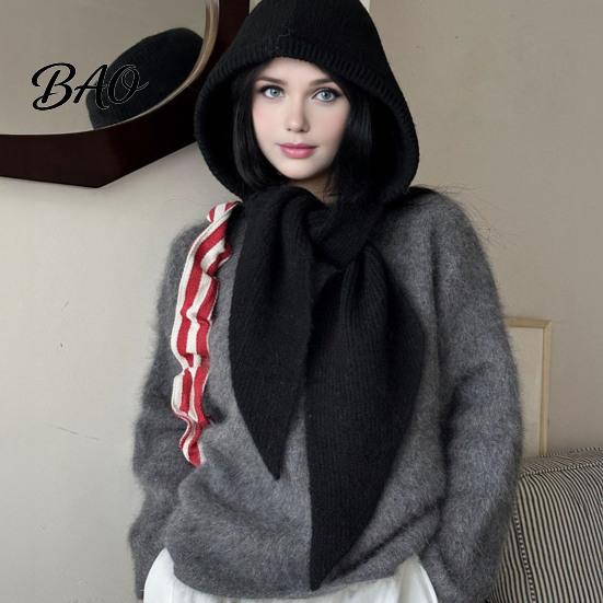 Warm Knit Headwear Women Hooded Scarf Hat, Winter Pullover Balaclava Hood, Outdoor Cycling Hat Ear Protection Skull Cap for Cold Weather Hood