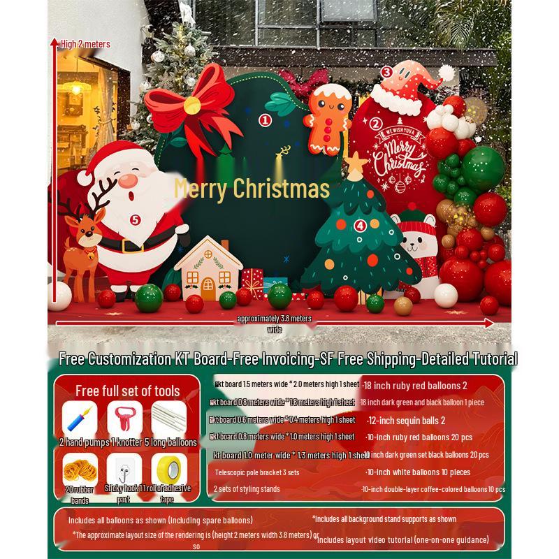 Праздничная рождественская композиция: Декор мероприятия в торговом центре с использованием шарового искусства и задника