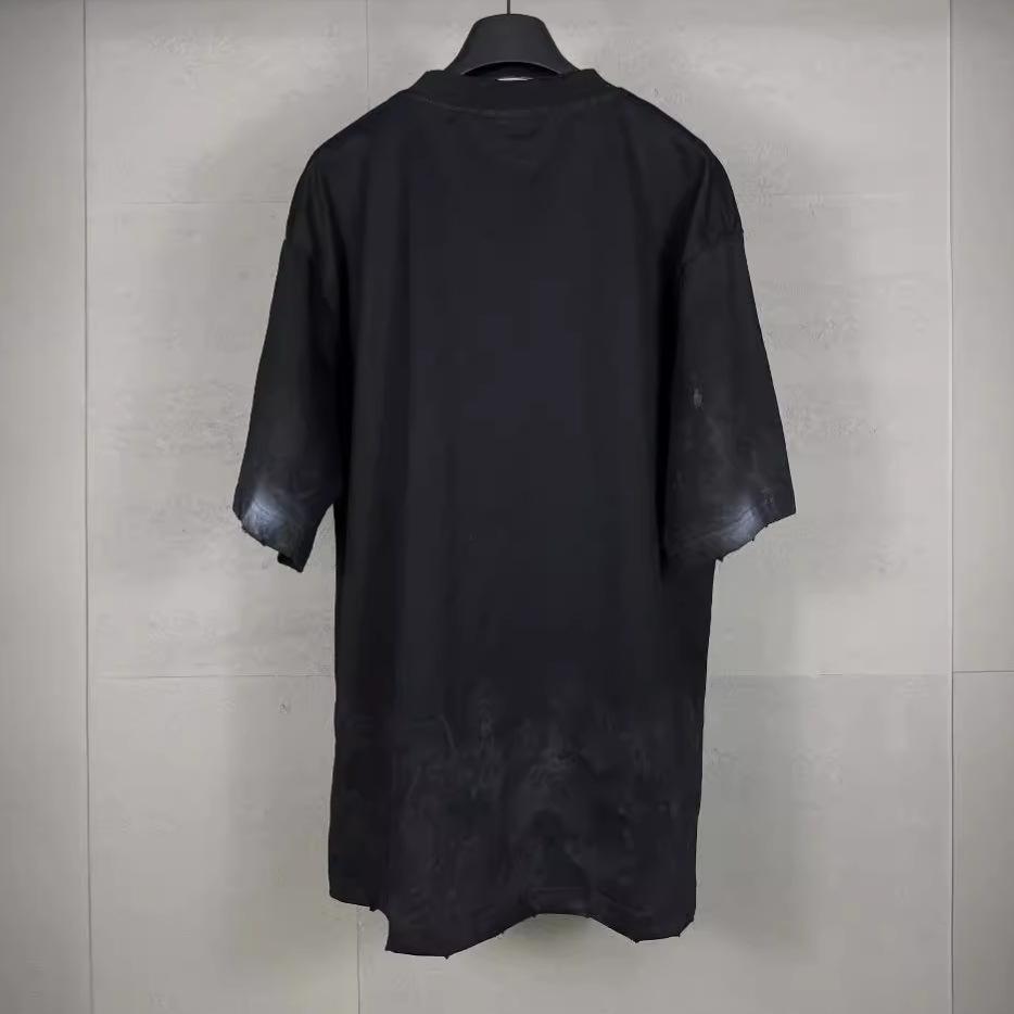 2024 Paris B Винтажная футболка унисекс с коротким рукавом: Расписанный вручную, потертый и выстиранный вид