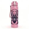 1PC Black Spider Arachnid Pattern 750ml Color Plastic Sports Water Bottle Leakproof Flip Straw Lid Suitable for Sports Office Home Use