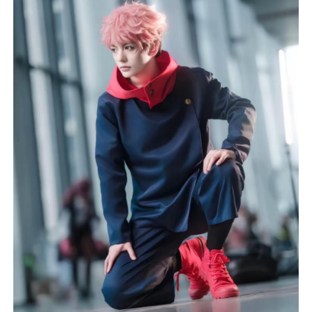 Anime Tokyo Itadori Yuji Cosplay Costume with Hooded Pants For Halloween Outfit School Carnival Uniform
