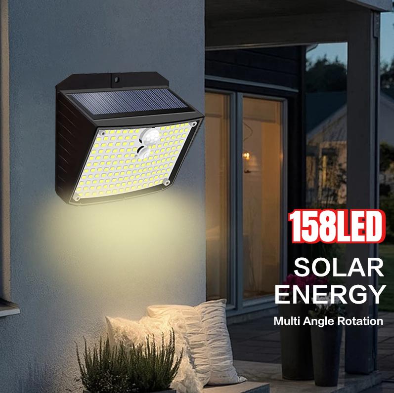 158 LED Solar Wall Lamp Luminouss With Motion Sensor Human Induction Courtyard Waterproof Stairs Outdoor Wall Light