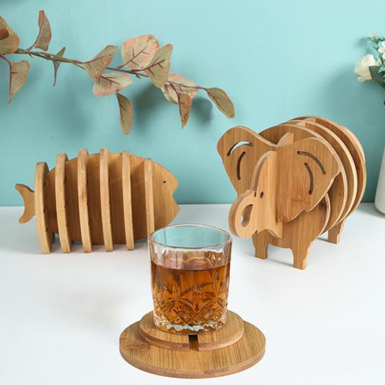Деревянные животные изоляционные подставки набор нескользящие антиожоговые подставки для горячих блюд 3D животные
