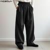 Мужские повседневные свободные длинные брюки с высокой эластичной талией и оборками с карманами