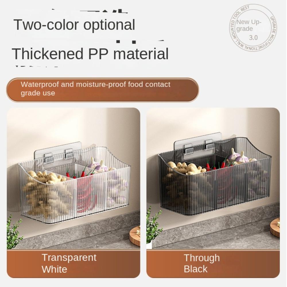 Transparent Kitchen Storage Basket No Punching Spices Container  Kitchen Supplies