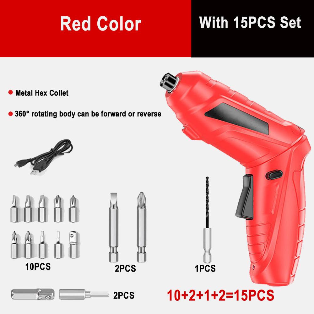 Перезаряжаемая дрель и отвертка, набор отверток с электрической батареей, беспроводной мини-компактный набор отверток, аккумуляторная дрель
