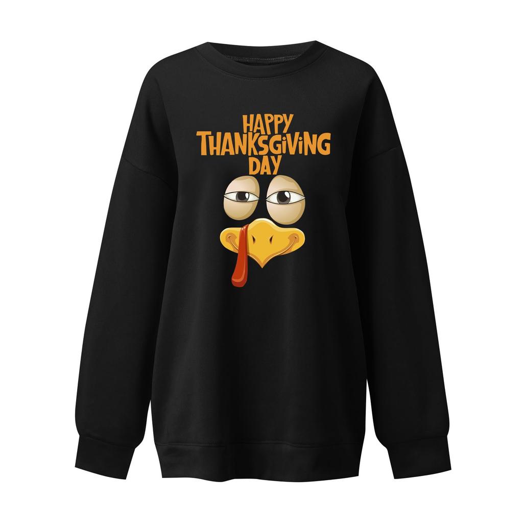 Женская мода повседневная толстовка с длинным рукавом и принтом ко Дню благодарения