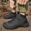 Модные мужские походные ботинки из натуральной кожи, противоскользящие мужские ботинки, уличные кроссовки, удобные ботинки для альпинизма, охоты, треккинга, кемпинга, черные