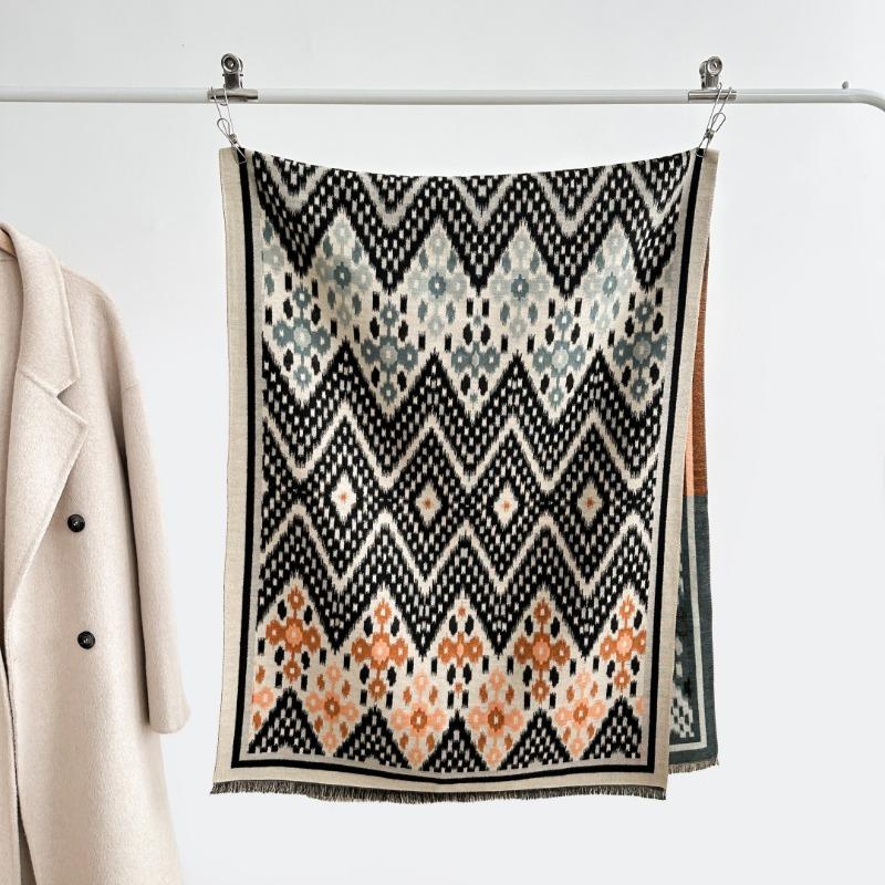 Scarf Women's Autumn and Winter Thickened Imitation Cashmere Thermal Air Conditioner Shawl Design Scarf Srvs